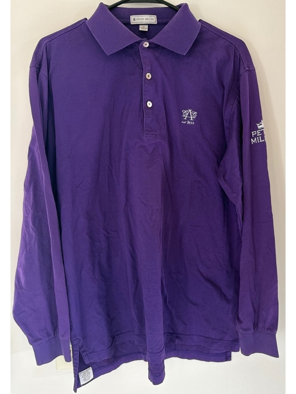Medium - Men - Peter Millar Purple Long Sleeve Polo Shirt